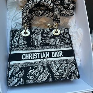 New Dior Black and White Lady D-lite Paris Bag